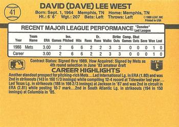 Dave West  baseball card collectible - Main Image 2