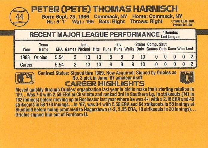 Pete Harnisch  baseball card collectible - Main Image 2