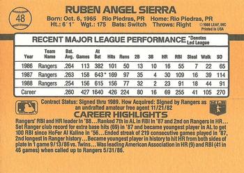 Ruben Sierra  baseball card collectible - Main Image 2