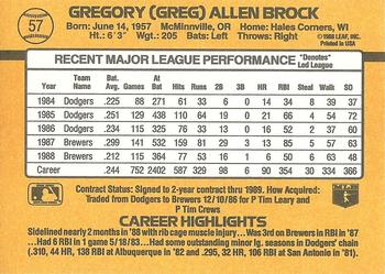 Greg Brock  baseball card collectible - Main Image 2