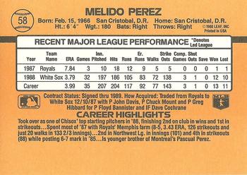 Melido Perez  baseball card collectible - Main Image 2