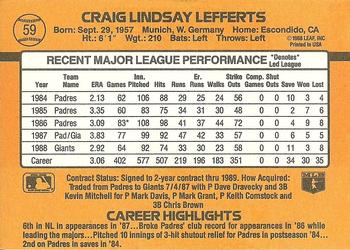 Craig Lefferts  baseball card collectible - Main Image 2