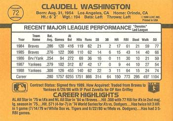 Claudell Washington  baseball card collectible - Main Image 2