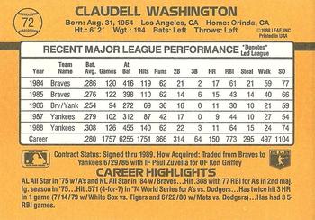 Claudell Washington  baseball card collectible - Main Image 2