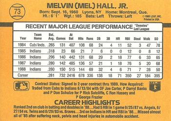 Mel Hall  baseball card collectible - Main Image 2