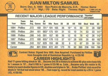 Juan Samuel  baseball card collectible - Main Image 2