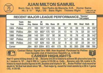 Juan Samuel  baseball card collectible - Main Image 2