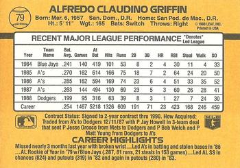 Alfredo Griffin  baseball card collectible - Main Image 2