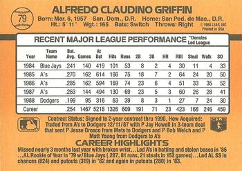 Alfredo Griffin  baseball card collectible - Main Image 2