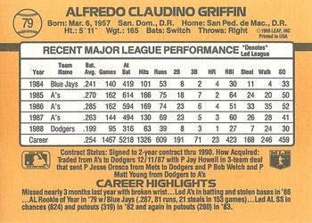 Alfredo Griffin  baseball card collectible - Main Image 2