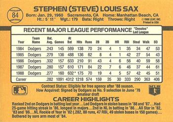 Steve Sax  baseball card collectible - Main Image 2