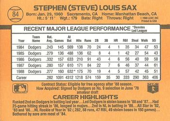 Steve Sax  baseball card collectible - Main Image 2