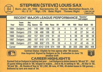 Steve Sax  baseball card collectible - Main Image 2