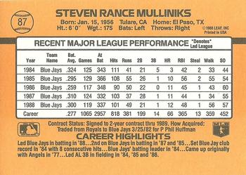 Rance Mulliniks  baseball card collectible - Main Image 2