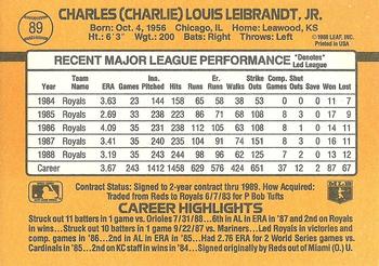 Charlie Leibrandt  baseball card collectible - Main Image 2