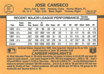 Jose Canseco  baseball card collectible - Main Image 2