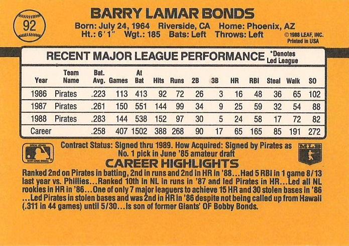 Barry Bonds  baseball card collectible - Main Image 2