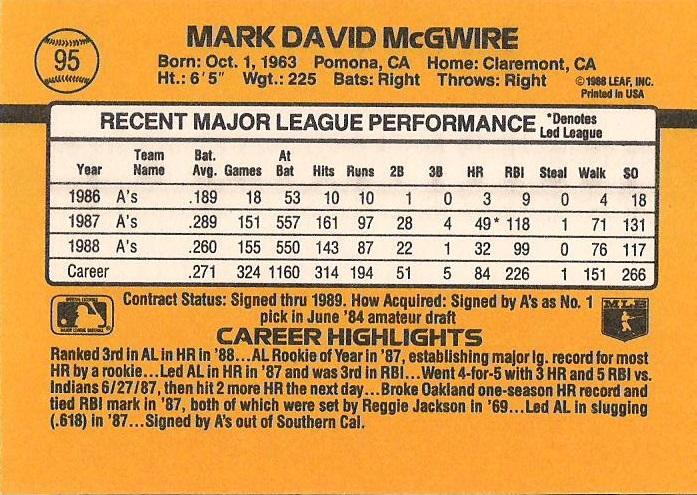 Mark McGwire  baseball card collectible - Main Image 2