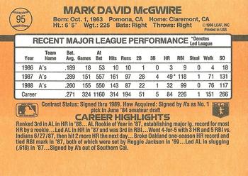 Mark McGwire  baseball card collectible - Main Image 2