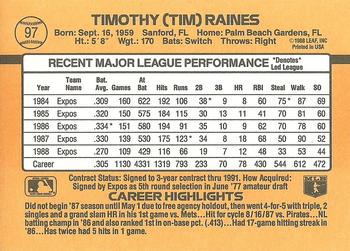 Tim Raines  baseball card collectible - Main Image 2