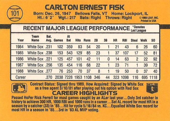 Carlton Fisk  baseball card collectible - Main Image 2