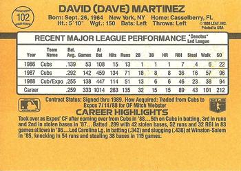 Dave Martinez  baseball card collectible - Main Image 2