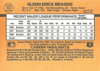 Glenn Braggs  baseball card collectible - Main Image 2