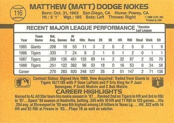 Matt Nokes  baseball card collectible - Main Image 2