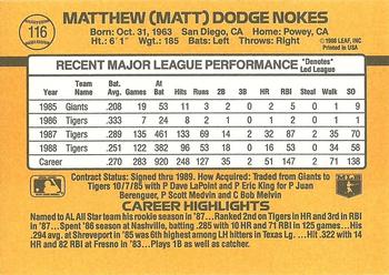 Matt Nokes  baseball card collectible - Main Image 2