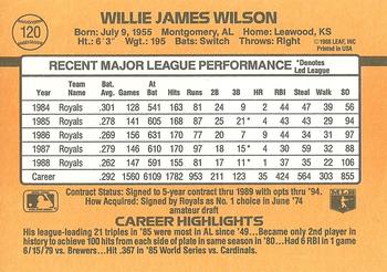 Willie Wilson  baseball card collectible - Main Image 2