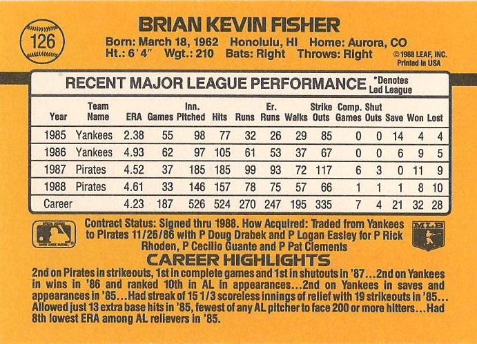 Brian Fisher  baseball card collectible - Main Image 2