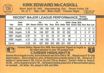 Kirk McCaskill  baseball card collectible - Main Image 2