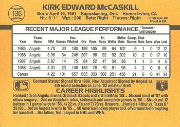 Kirk McCaskill  baseball card collectible - Main Image 2