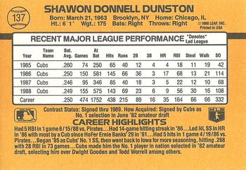 Shawon Dunston  baseball card collectible - Main Image 2