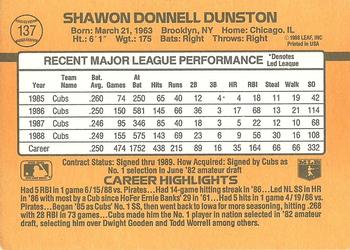 Shawon Dunston  baseball card collectible - Main Image 2