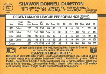 Shawon Dunston  baseball card collectible - Main Image 2