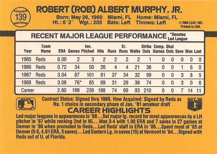 Rob Murphy  baseball card collectible - Main Image 2