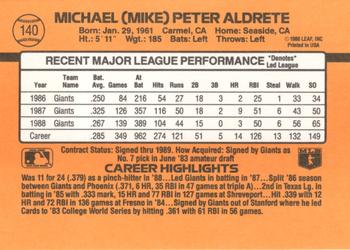 Mike Aldrete  baseball card collectible - Main Image 2