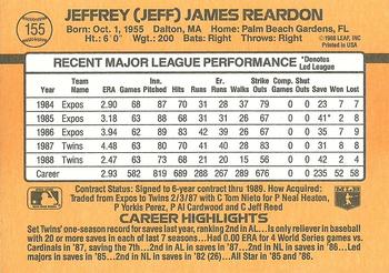 Jeff Reardon  baseball card collectible - Main Image 2