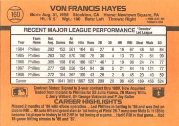 Von Hayes  baseball card collectible - Main Image 2