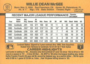 Willie McGee  baseball card collectible - Main Image 2