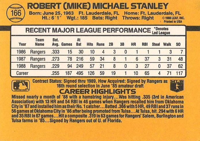 Mike Stanley  baseball card collectible - Main Image 2