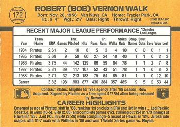 Bob Walk  baseball card collectible - Main Image 2