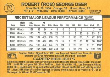 Rob Deer  baseball card collectible - Main Image 2