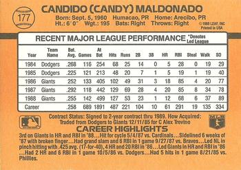 Candy Maldonado  baseball card collectible - Main Image 2