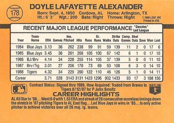 Doyle Alexander  baseball card collectible - Main Image 2