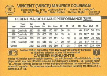 Vince Coleman  baseball card collectible - Main Image 2