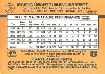 Marty Barrett  baseball card collectible - Main Image 2