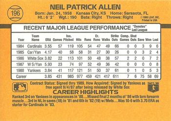 Neil Allen  baseball card collectible - Main Image 2