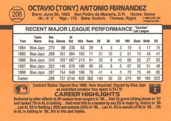 Tony Fernandez  baseball card collectible - Main Image 2